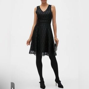 Banana Republic Black Patterned Midi Dress